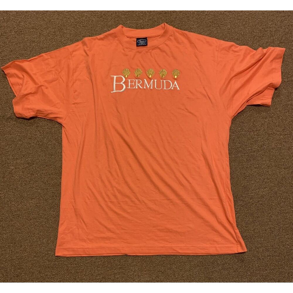 Vintage Davidson’s Of Bermuda Embroidered Tshirt Men’s XXL Beach Bright Orange